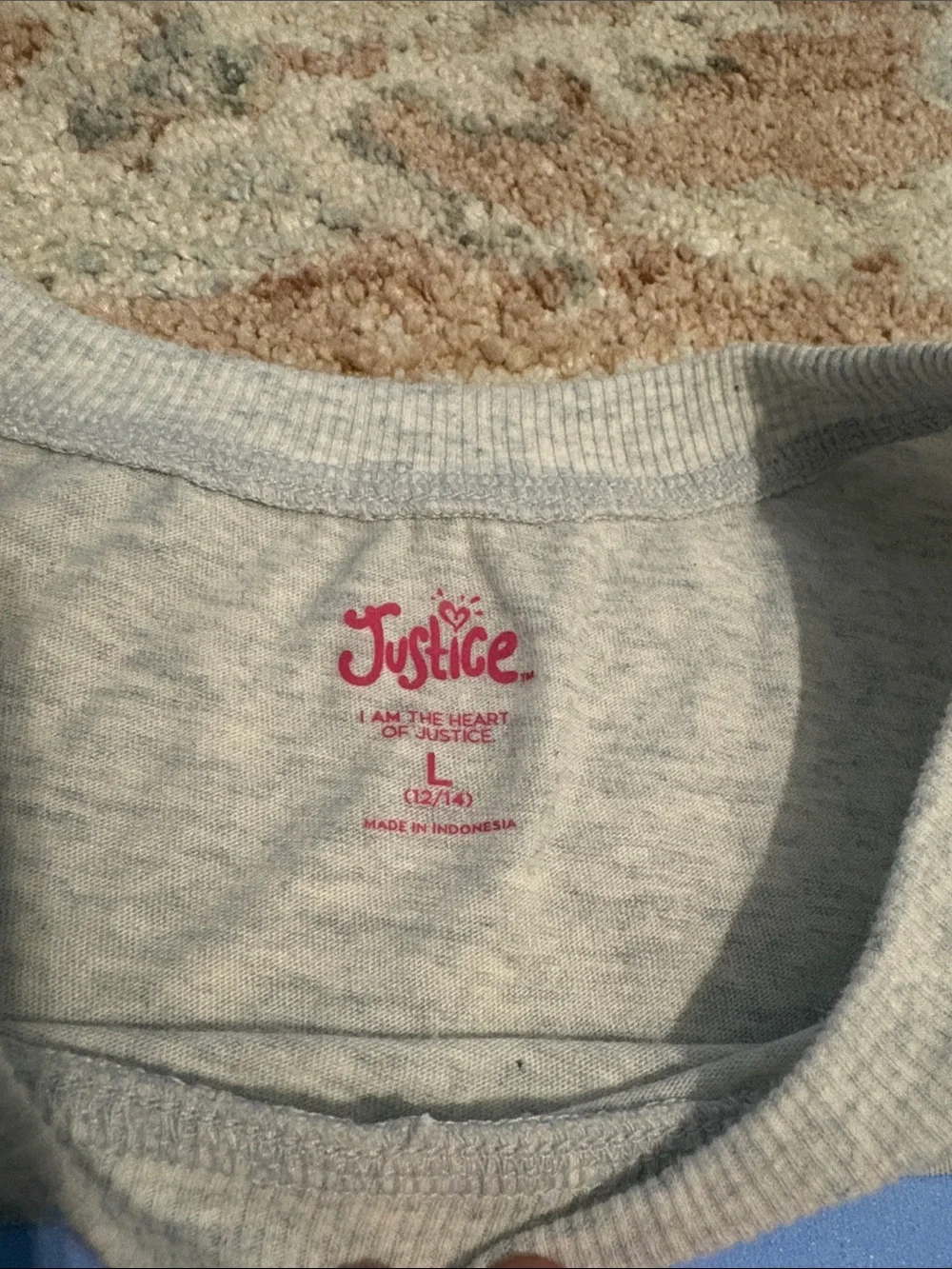 NWOT Justice Gray Tee with Pastel Smiley & Palm Graphic